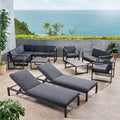12-Piece Outdoor Aluminum Sectional Sofa Set in Black S226781