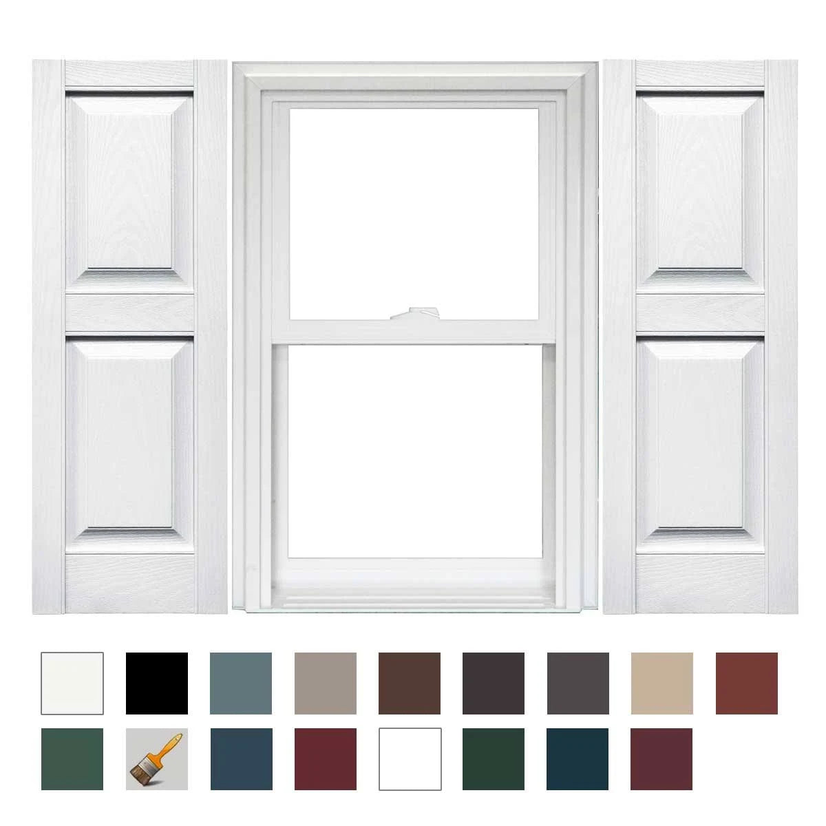 Vinyl Raised Panel Shutters 1 Pair 14.75 x 80 White R72575