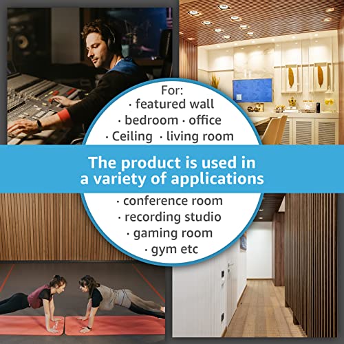 4-Piece Wood Slat Acoustic Panels, Matte Black L516526