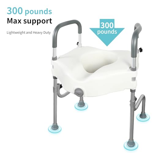 Grey+White 5 Inch Raised Toilet Seat with Handles Y7894