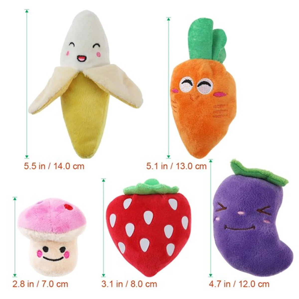 5 Pack Dog Squeaky Toys Plush Fruits Snacks and Vegetables Dog Toys S633332