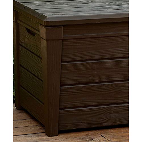 Brown 120 Gal Lockable Waterproof Plastic Deck Box C923