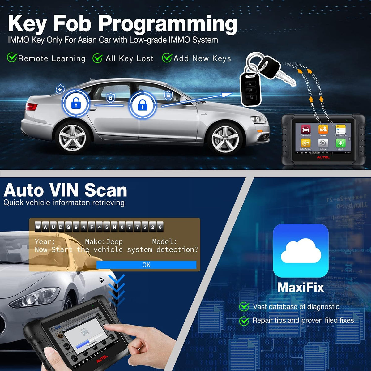 Autel Scanner MaxiPRO MP808BT PRO, OBD2 Bi-Directional Control Scan Tool with Bonus Adaptor Kit, Full Diagnostics, 31+ Services R831