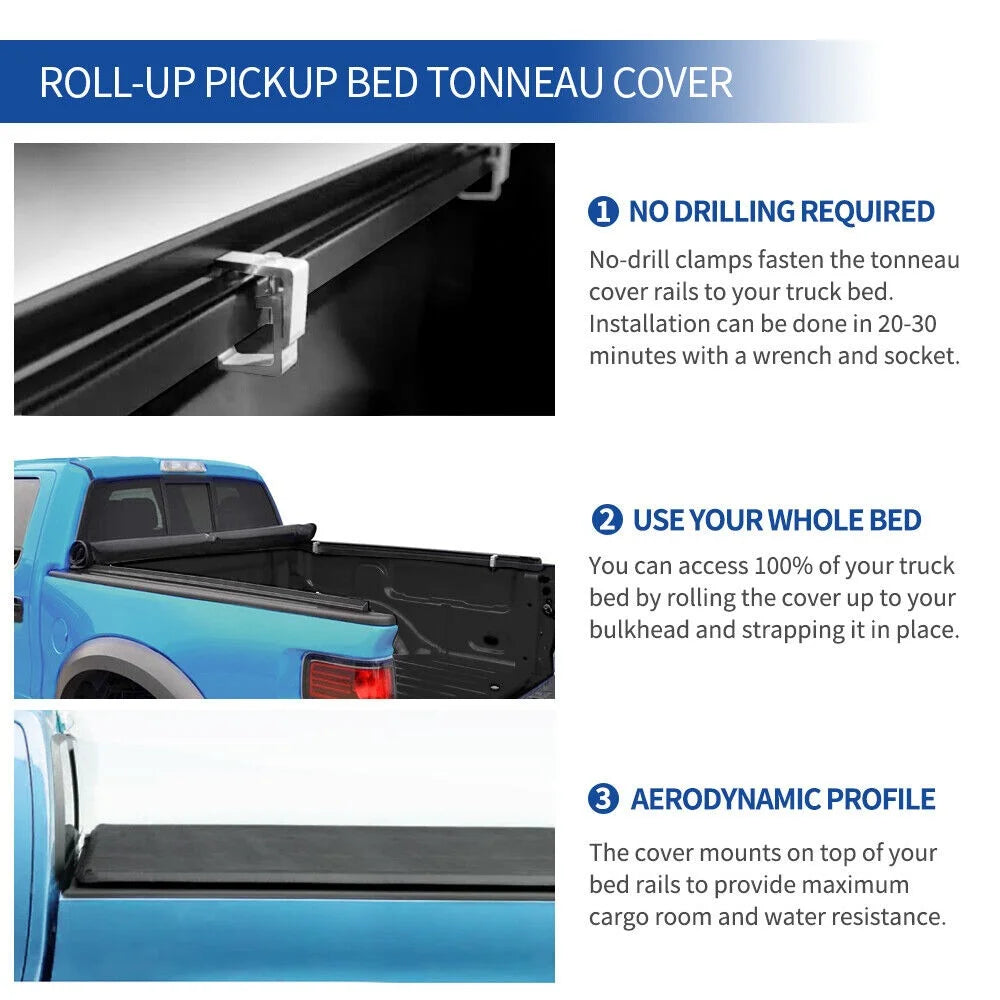6.6ft Soft Roll up Truck Bed Tonneau Cover X575