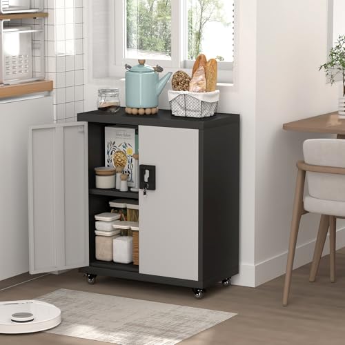 Lockable Black Metal Wall Cabinet with 2 Doors G14312