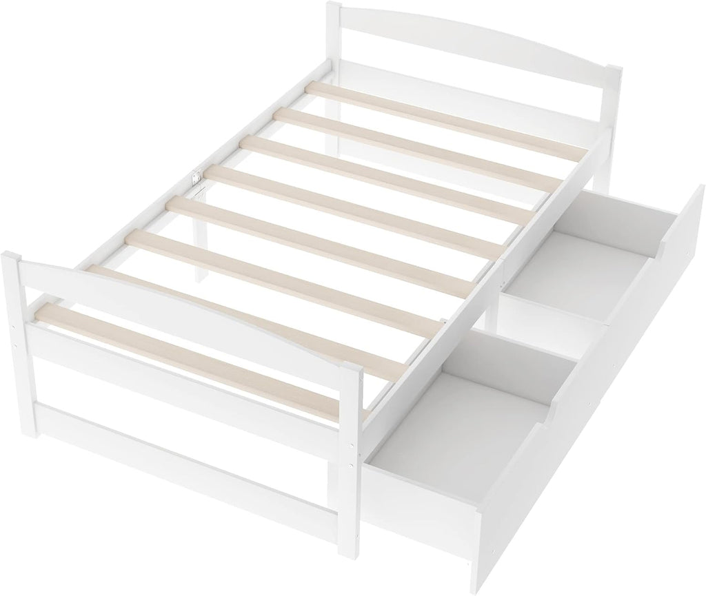 White Twin Size Wood Daybed with 2 Drawers G229