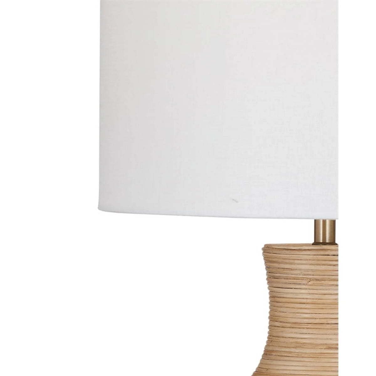 Natural Wood Table Lamp with White Drum Shade J902063