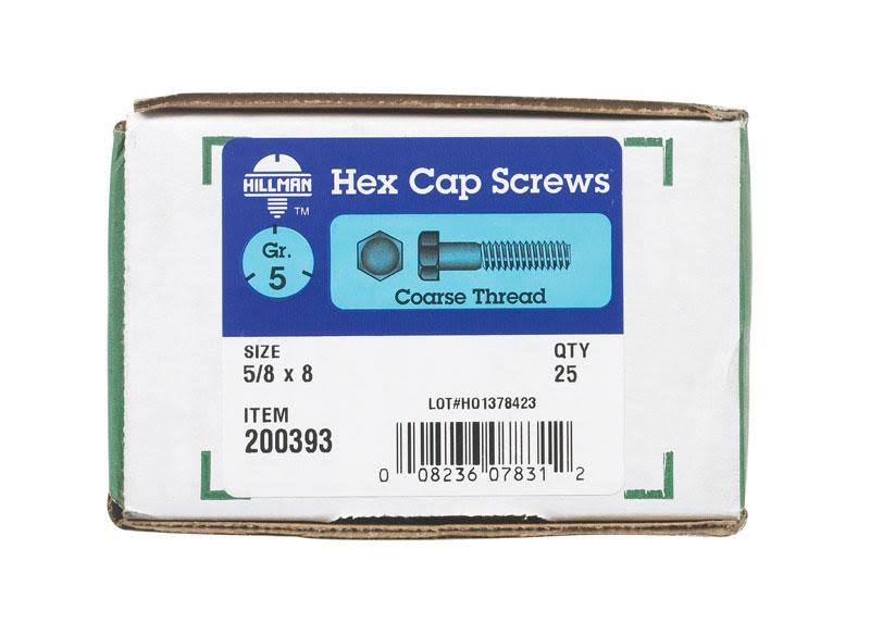 5/8 in. Dia. x 8 in. L Heat Treated Zinc Steel Hex Head Cap Screw 25 Pk W673753