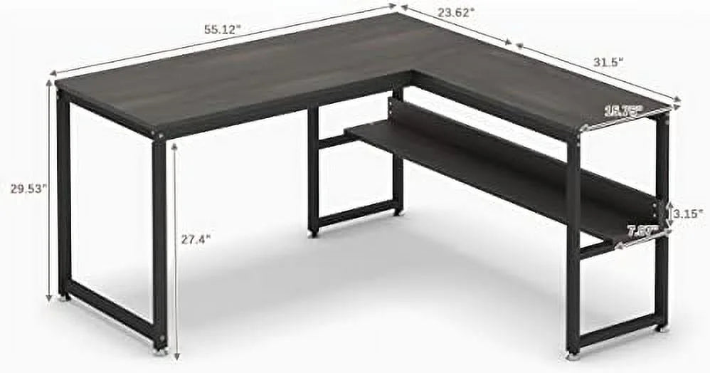 L Shaped Desk 55 inch with Shelves Z98715