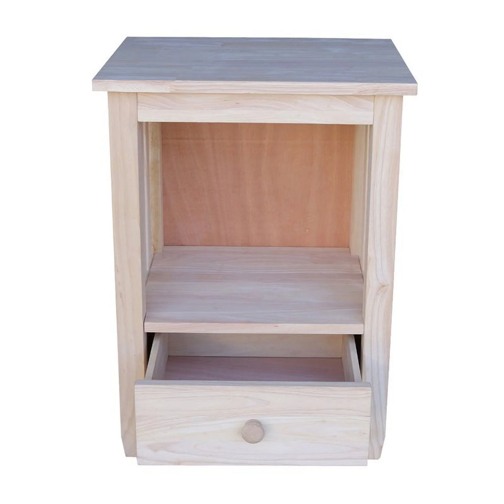 Solid Wood Unfinished End Table with Drawer D46461