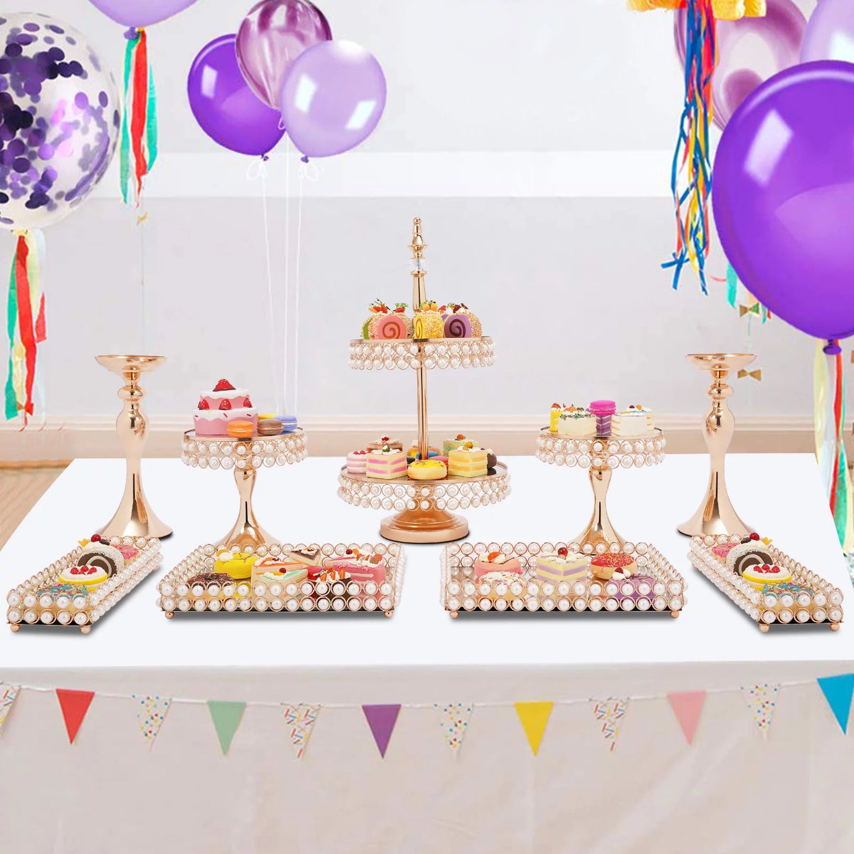 9 Pcs Acrylic Pearl Cake Stand Set U394