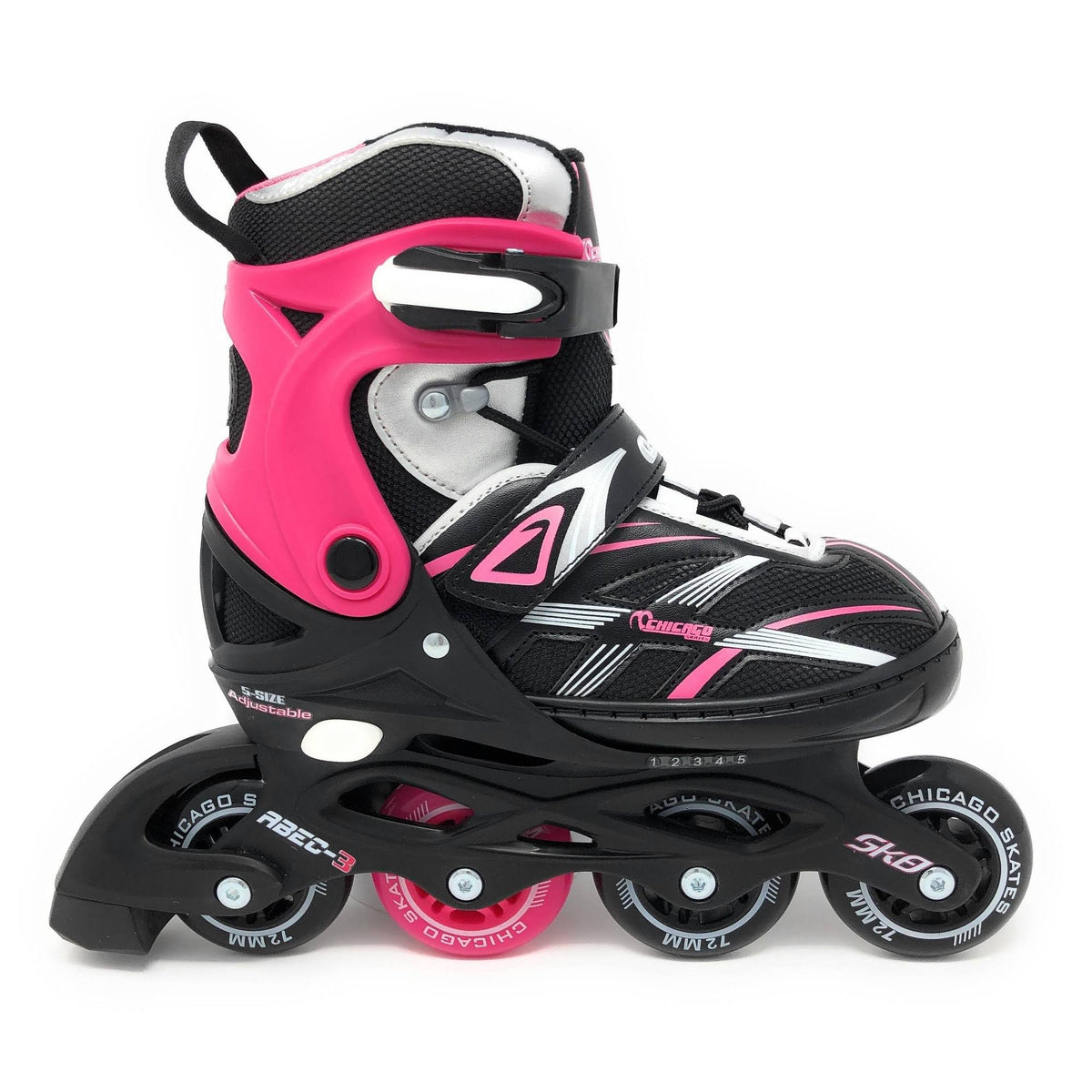 Adjustable Kids' Inline Skates Black/Pink V87972