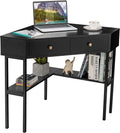 Corner Desk with 2 Drawers, Storage Shelves & Steel Frame S366