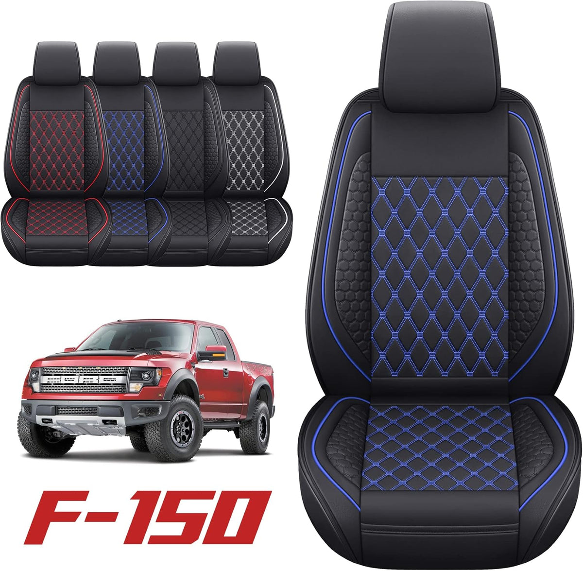 Black Waterproof Full Set Car Seat Covers for Ford F150 Y482586