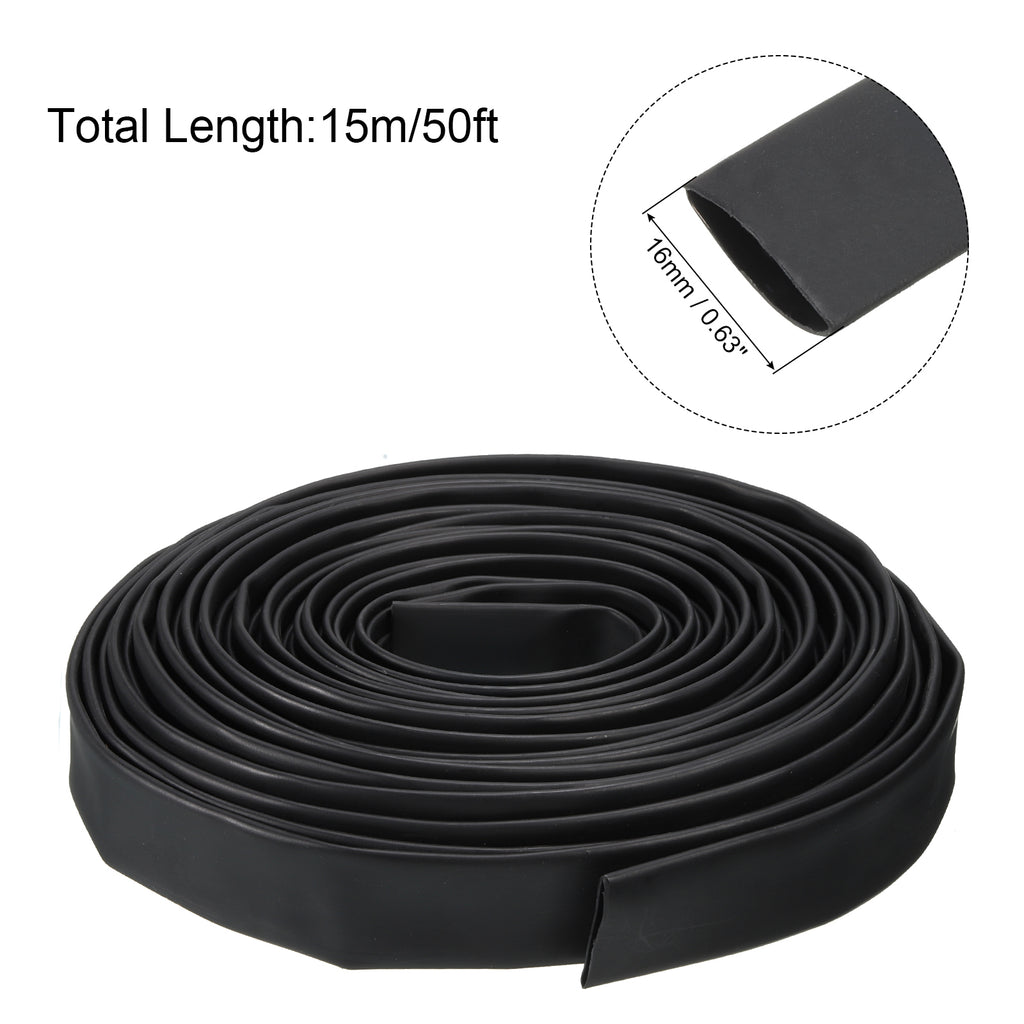 18mm Dia 50ft Black 4:1 Dual Wall Adhesive Lined Heat Shrink Tubing I3288