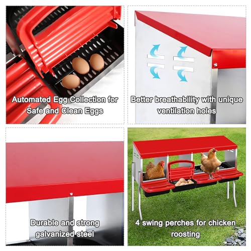 4 Compartment Heavy Duty Chicken Nesting Boxes with Perch N73984