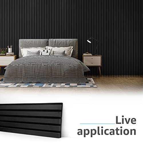 4-Piece Wood Slat Acoustic Panels, Matte Black L516526