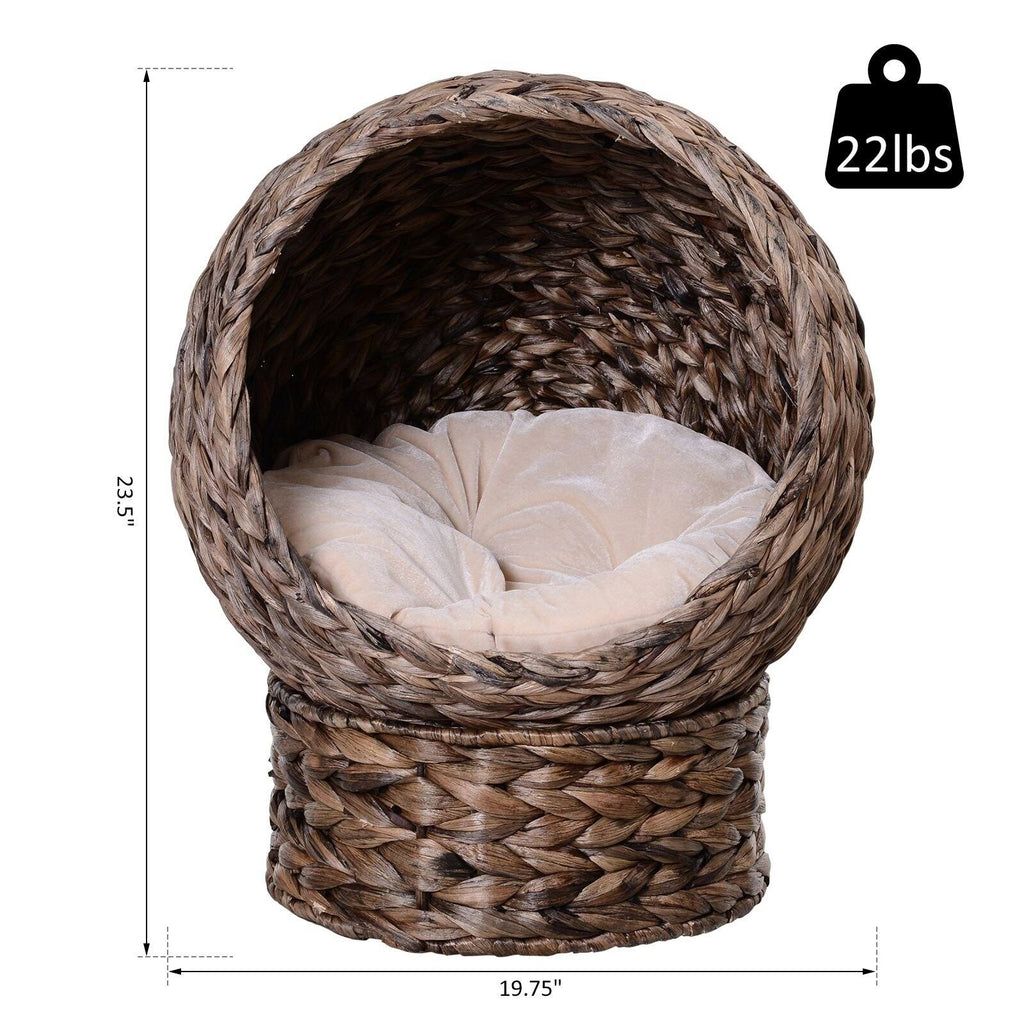 Cat Braided Banana Leaf House with Cotton Bed T6895
