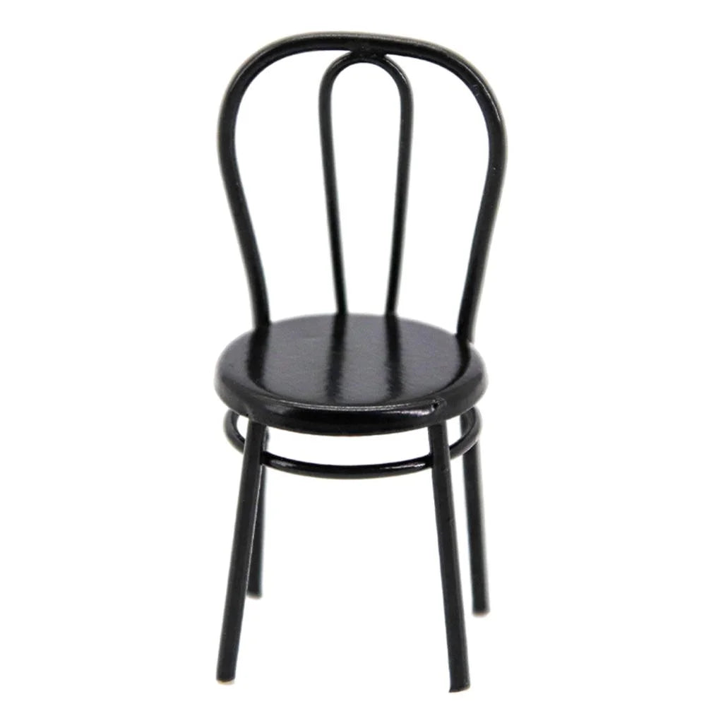 Black Metal Dollhouse Miniature Dining Furniture Seat M98708