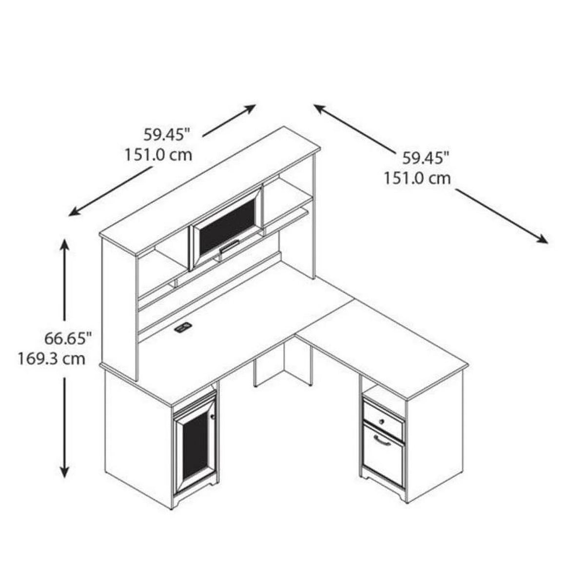 L-Shape Computer Desk with Hutch in Gray C502631