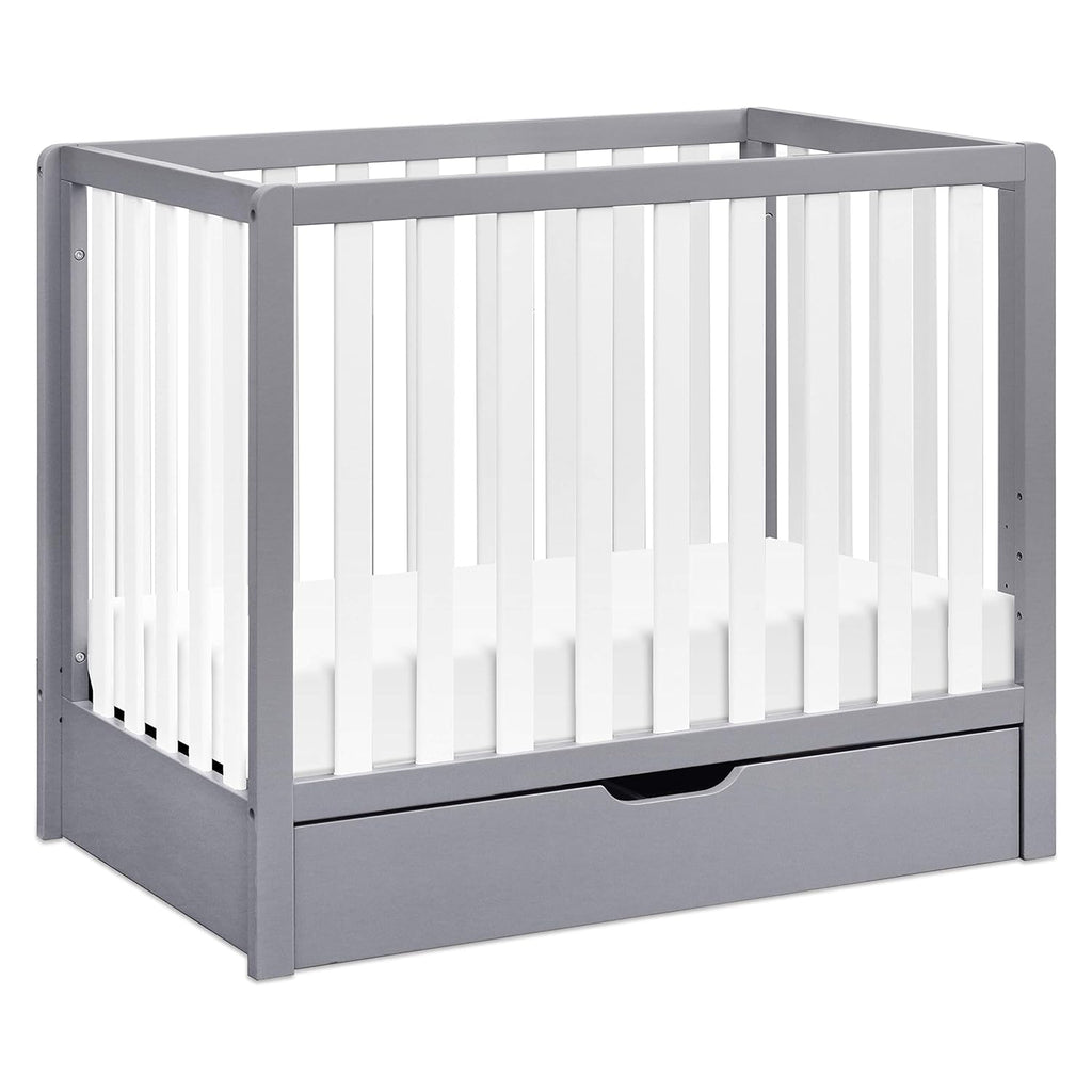 White 4-in-1 Convertible Mini Crib with Trundle Drawer M166