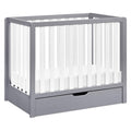 White 4-in-1 Convertible Mini Crib with Trundle Drawer M166
