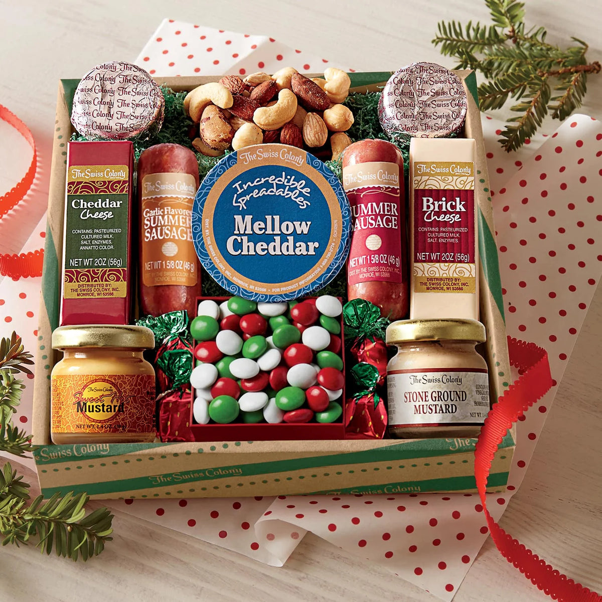 Assorted Cheese Bricks, Summer Sausage Meats, Candies, and Chocolate Treats K266152
