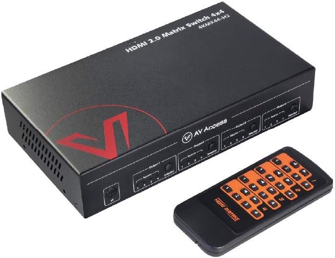 HDMI Matrix 4x4 4K@60Hz 4:4:4 HDR Dolby Vision CEC Audio Extraction SPDIF 5.1CH Downscaler HDCP2.2 IR Remote RS232 O933108