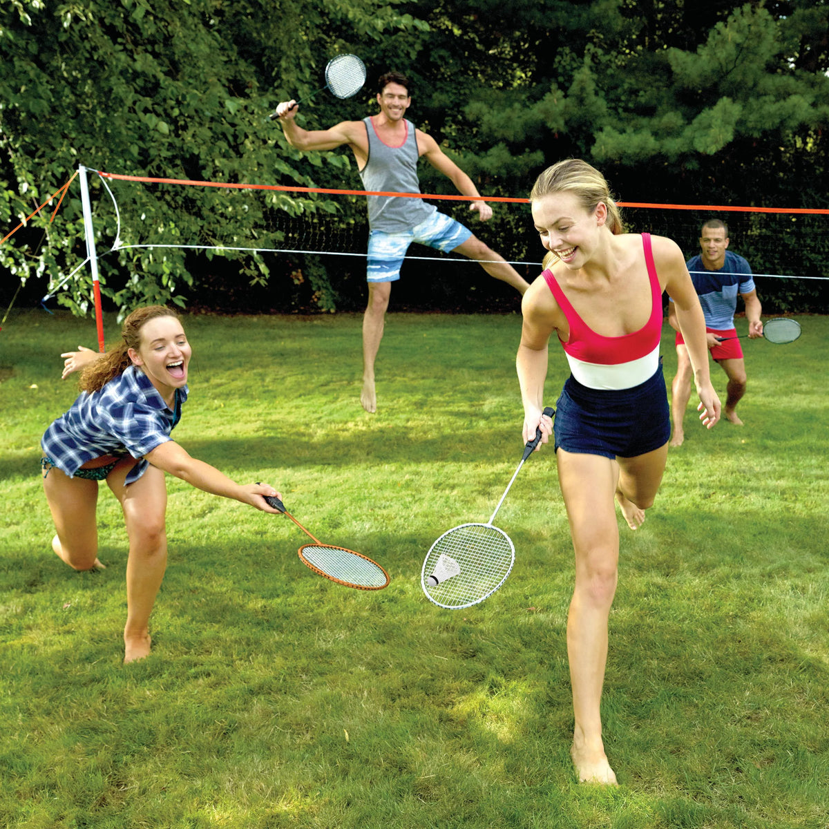 Badminton Net Starter Set with 4 Rackets and 2 Birdies B57106