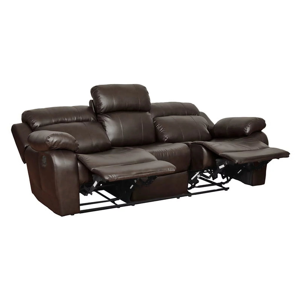 Brown Double Reclining Sofa with Cup Holders R32230