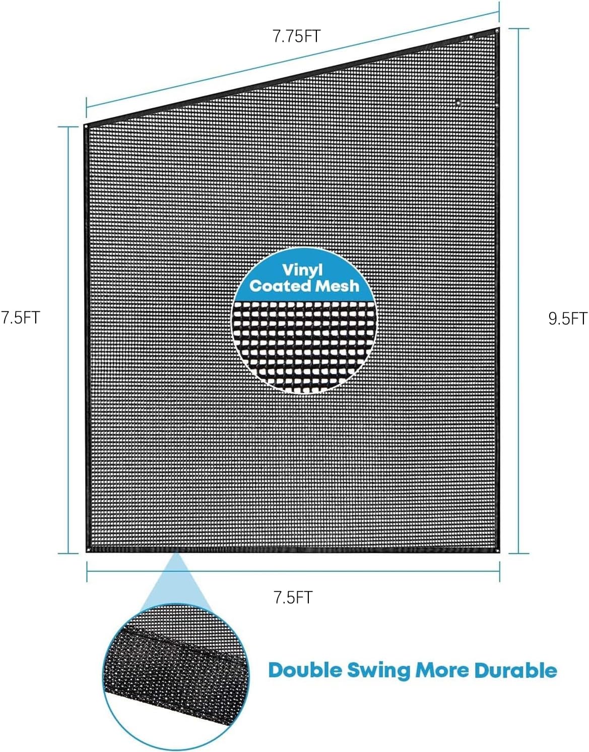 Black Mesh RV Awning Side Sun Shade Screen Kit Pack of 2 S3598
