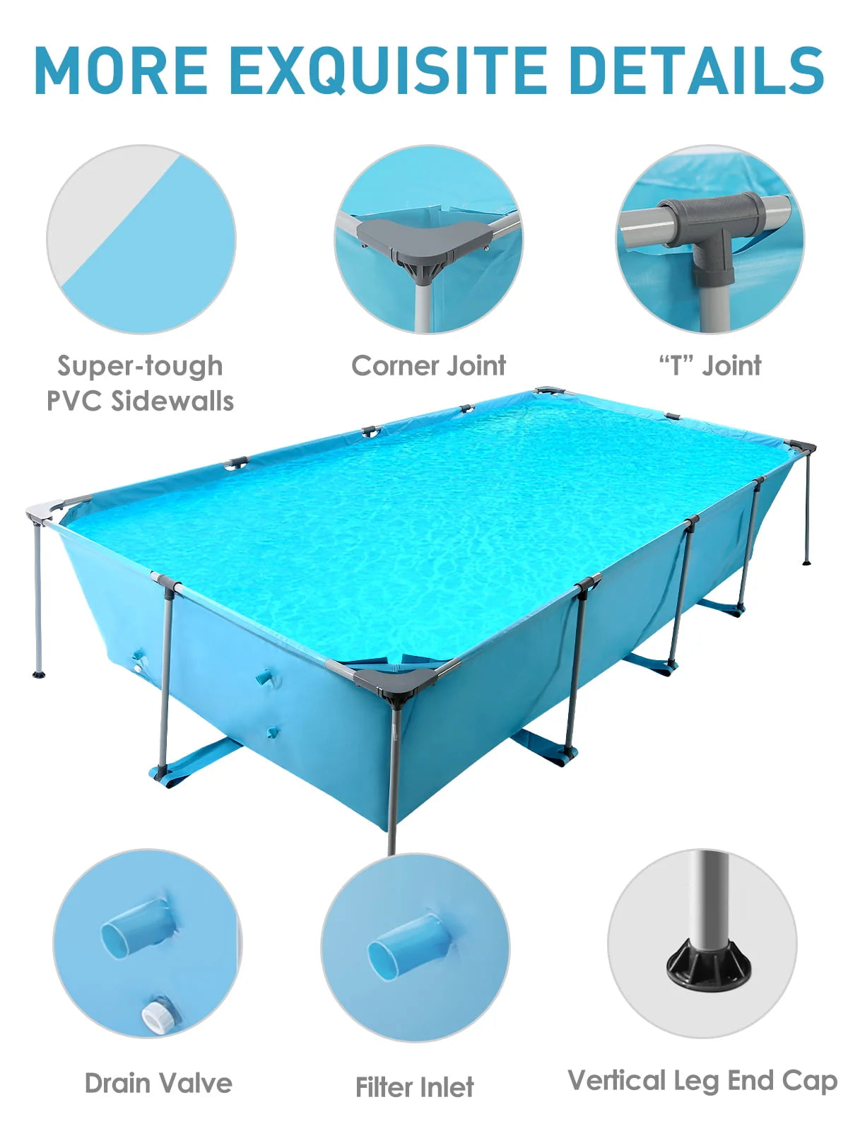 10 ft Above Ground Rectangular Frame Swimming Pool D4466