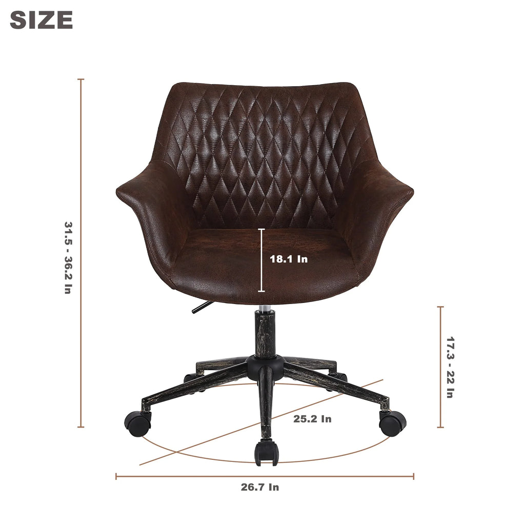 Faux Leather Height Adjustable Desk Chair with Armrest and Wheels L85401