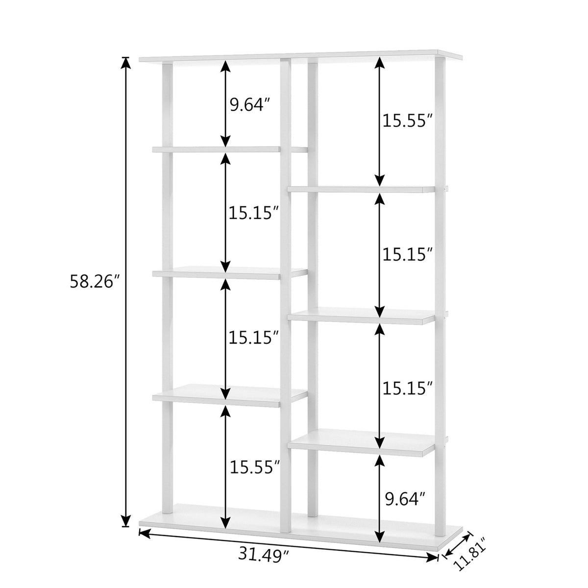 White 5-Tier Bookshelf K95044