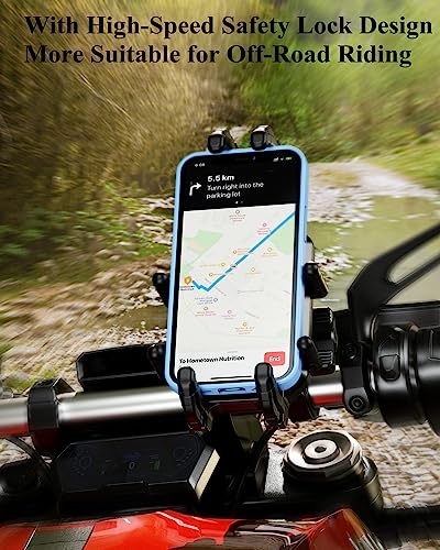 Motorcycle Phone Holder with Vibration Dampener & High-Speed Secure Lock for 5.4''-7.2'' Smartphones C4558