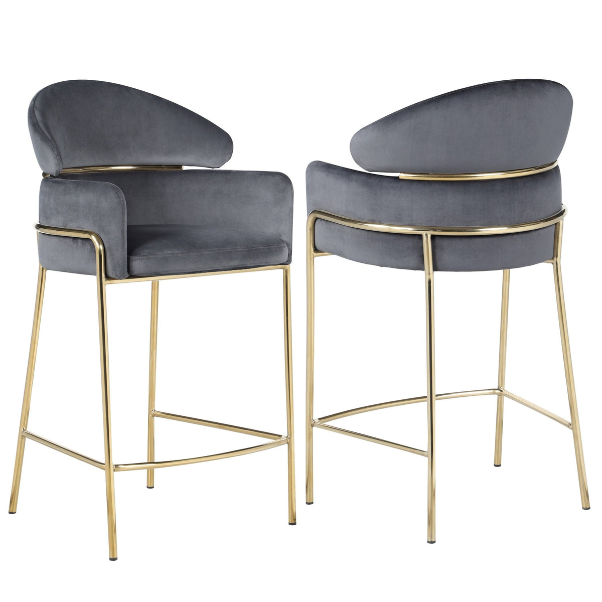 Grey Velvet Counter Height Stool A366