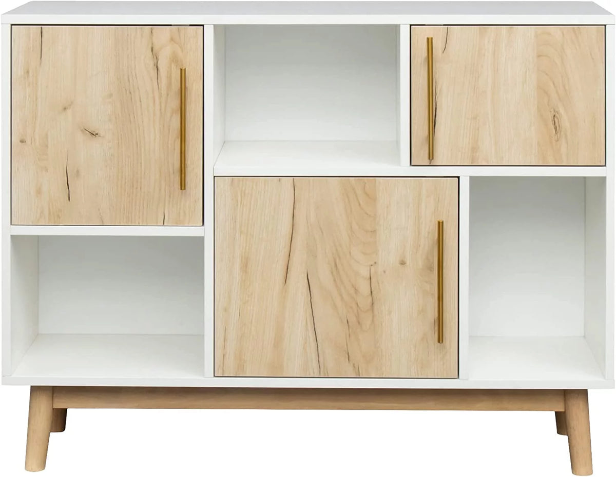 White and Oak Storage Cabinet with Door J92433