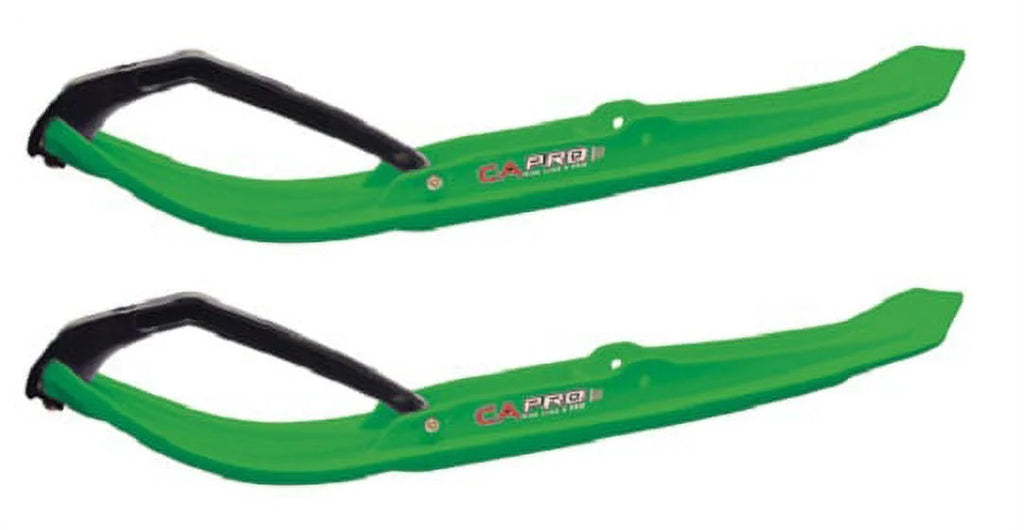 Green MTX Snowmobile Skis with 4" Round Bars Complete Kit H1622