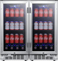 30 Inch Wide 160 Can Built-In Side by Side Beverage Cooler with Blue LED Lighting V683908