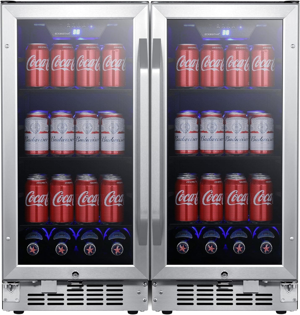 30 Inch Wide 160 Can Built-In Side by Side Beverage Cooler with Blue LED Lighting V683908