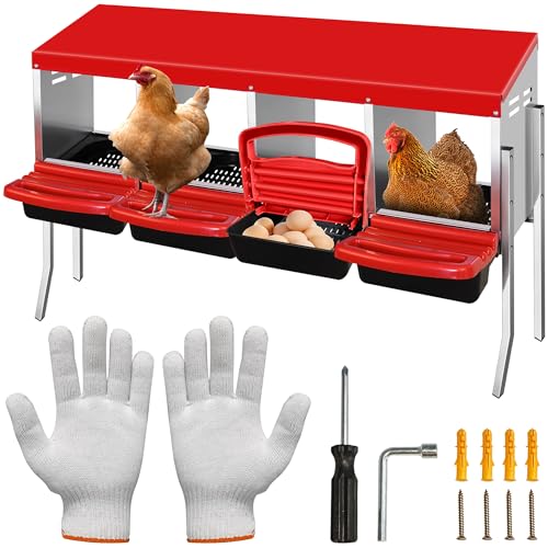 4 Compartment Heavy Duty Chicken Nesting Boxes with Perch N73984