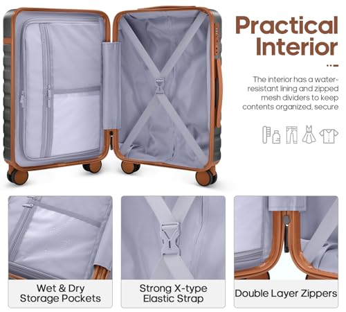3 Piece PC Hardside Carry On Luggage Set with Spinner Wheels and TSA Lock E632862