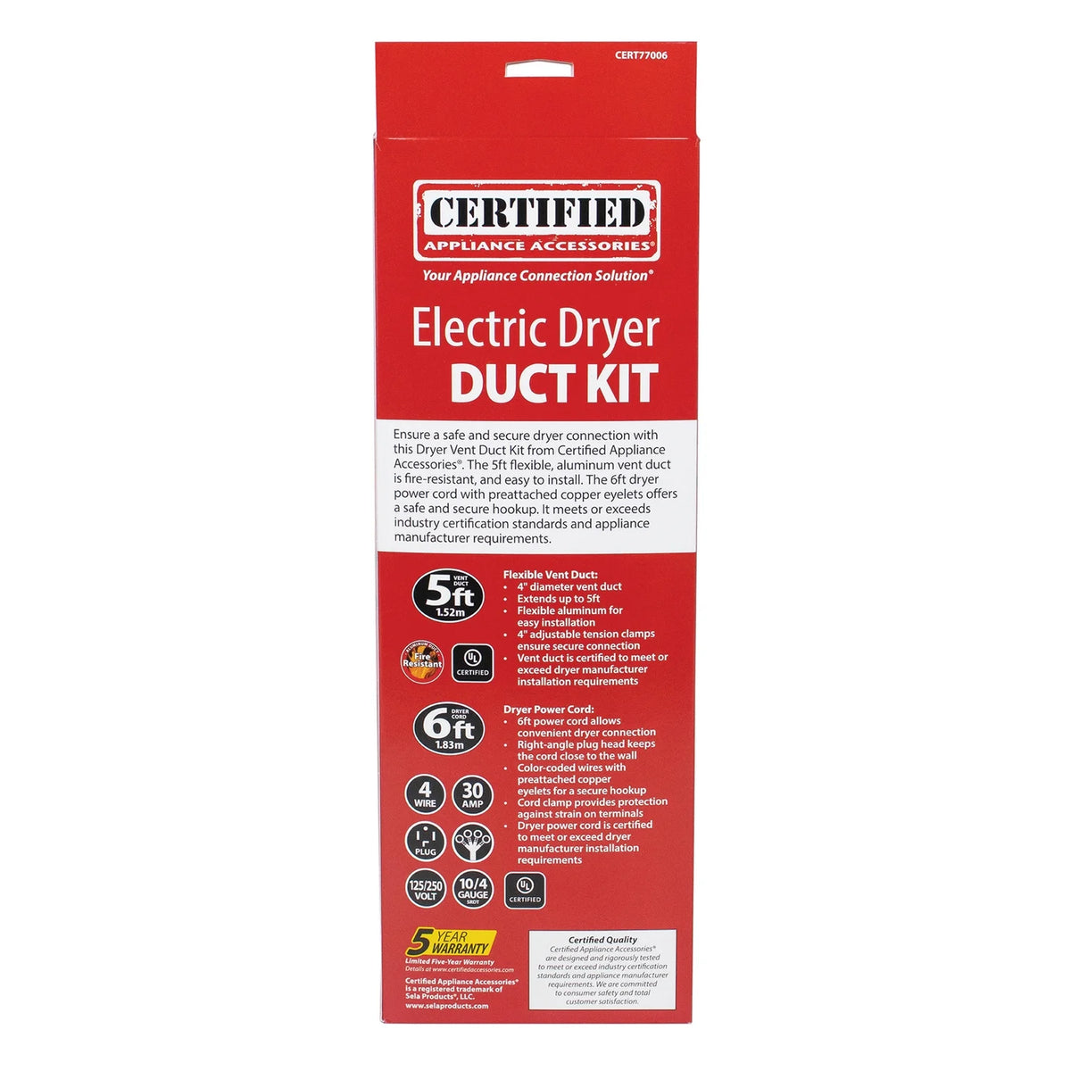 Electric Dryer Flex Duct Kit with 4-Wire 30-Amp 6ft Cord Q65355