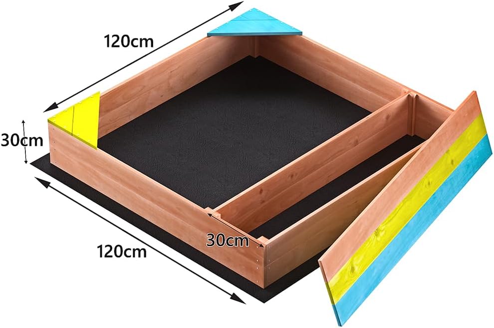 Large Wooden Sandbox with Seat Boards W10991