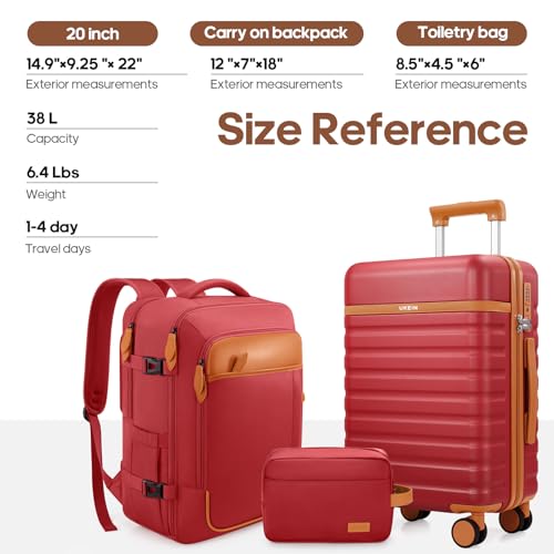 3 Piece PC Hardside Carry On Luggage Set with Spinner Wheels and TSA Lock E632862