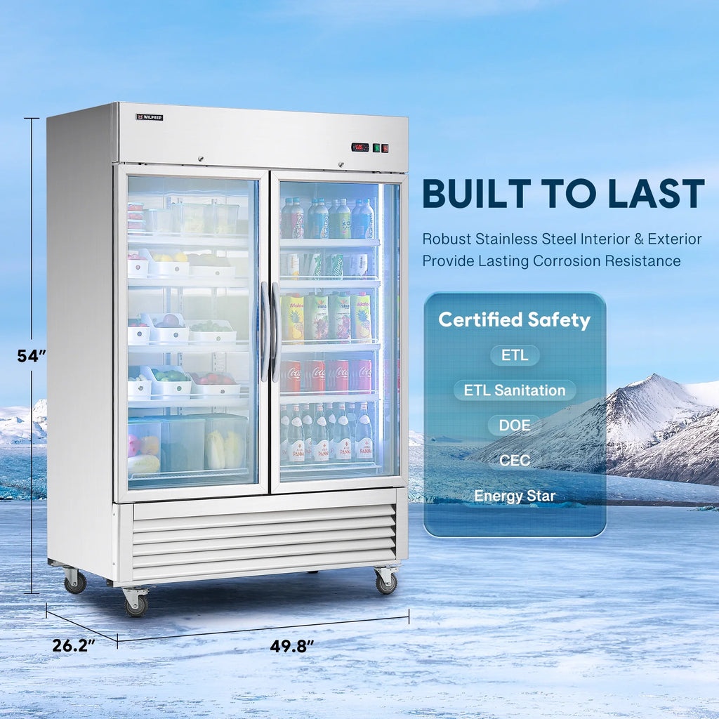 54" 2 Glass Door Display Refrigerator with 42.2 cu. ft. Capacity S4825