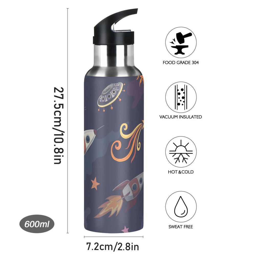 Stainless Steel Insulated Thermos Vacuum Flask Water Bottle with Straw Lid Q677