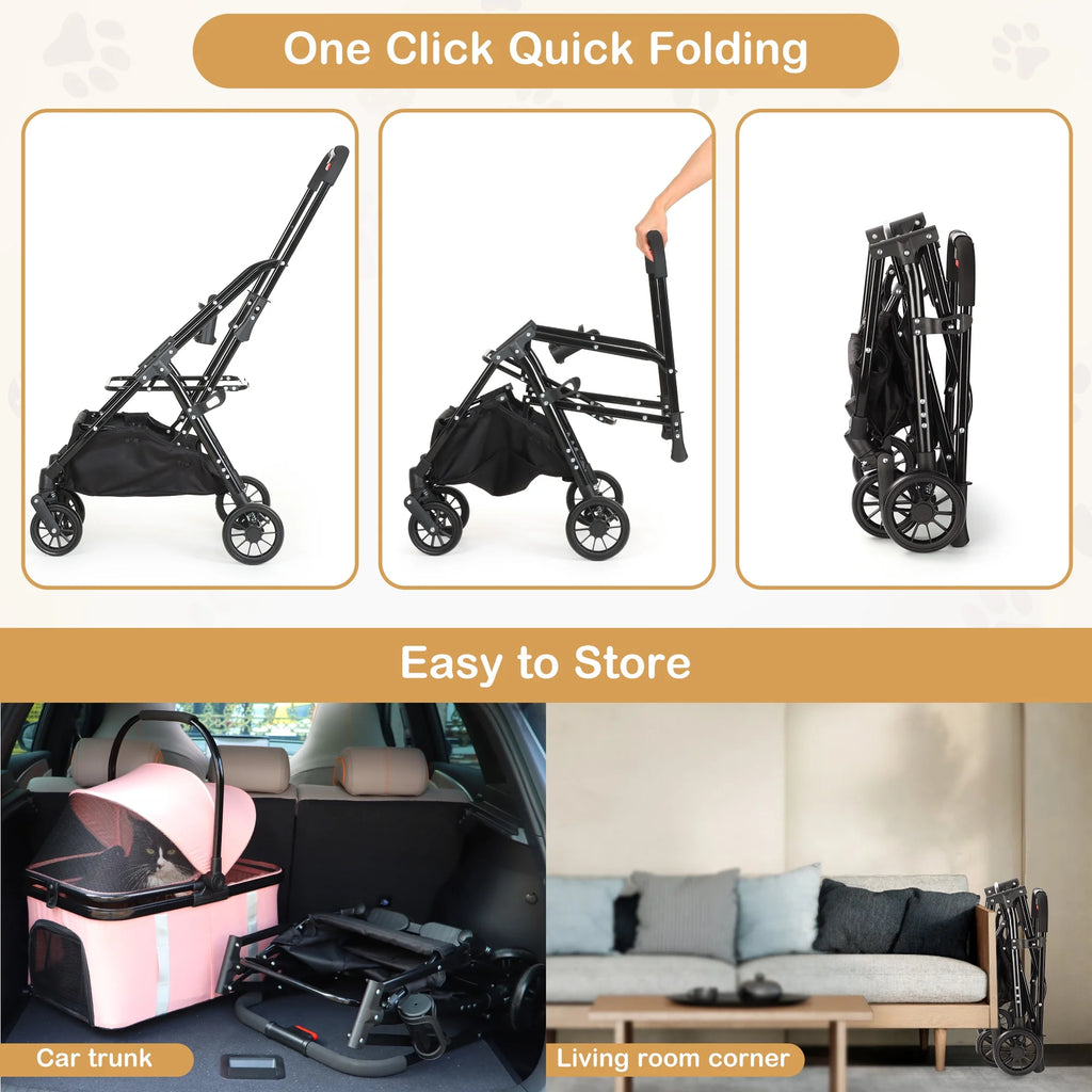 Foldable 4 Wheel Pet Stroller P42759