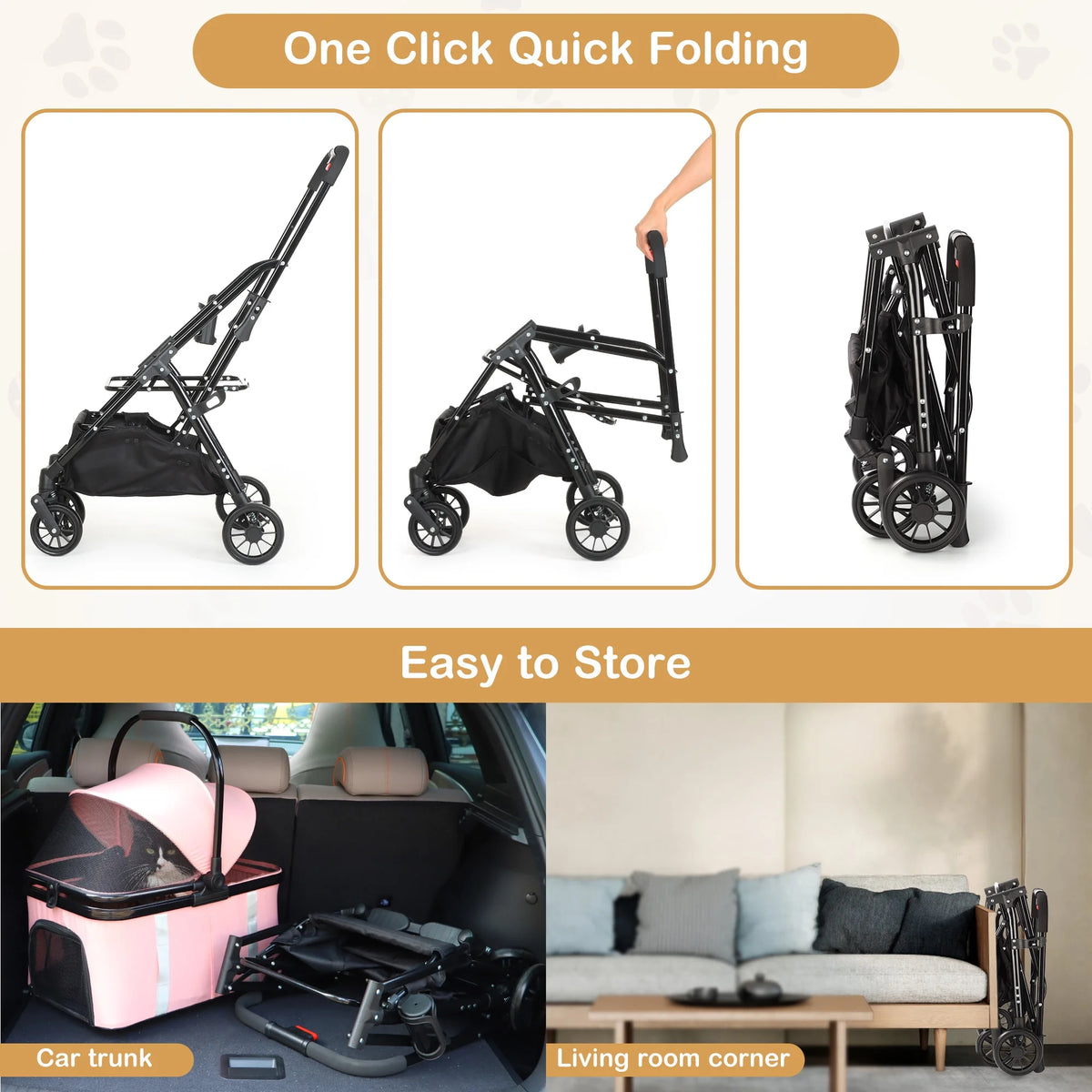 Foldable 4 Wheel Pet Stroller P42759