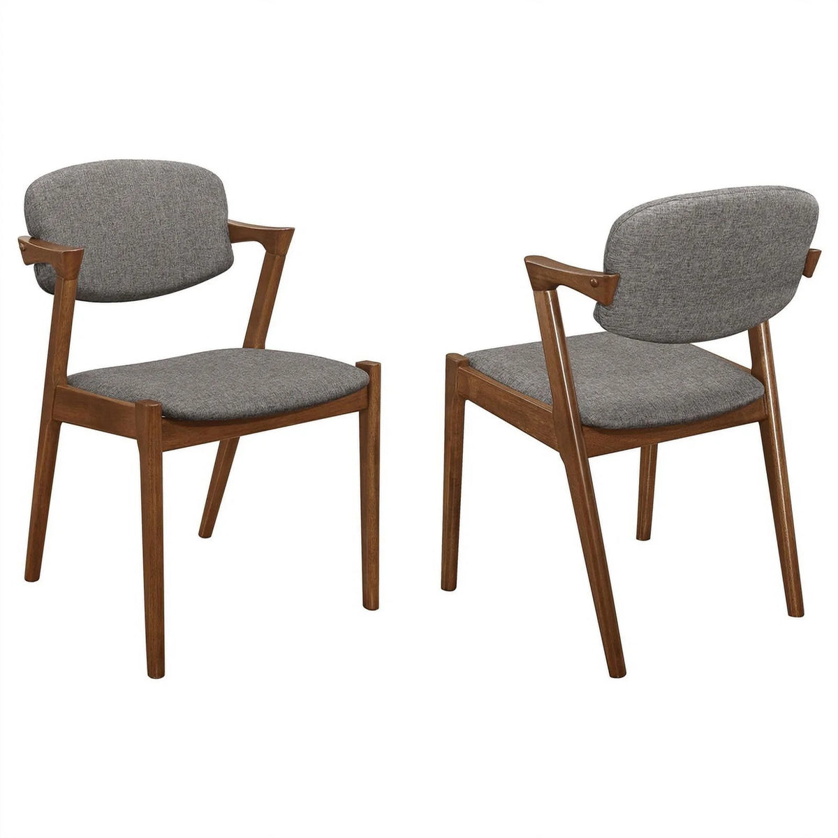 Grey Dark Walnut Dining Side Chairs Set of 2 Q8788